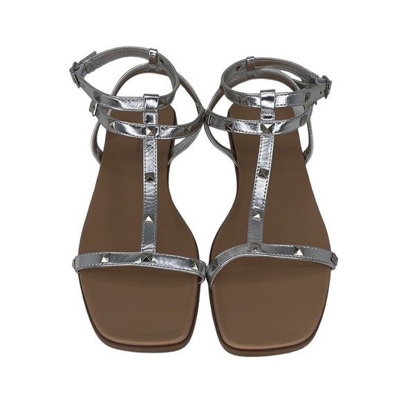 14th & Union Finley NWOT Nordstrom Gladiator Sandals Strappy Silver Size 8.5 - Picture 2 of 11